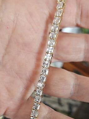 Melinda Maria Gold Diamondette  Lil Queens Tennis Necklace 24"